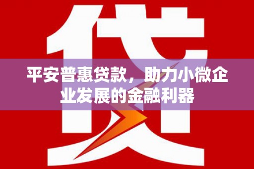 建瓯平安普惠贷款，助力小微企业发展的金融利器