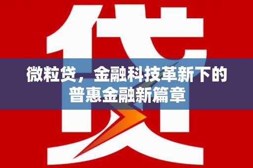 建瓯微粒贷，金融科技革新下的普惠金融新篇章
