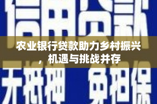建瓯农业银行贷款助力乡村振兴，机遇与挑战并存